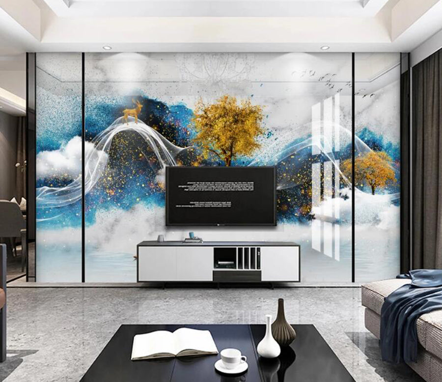 3D Starlight Mountain View 077 Wall Murals