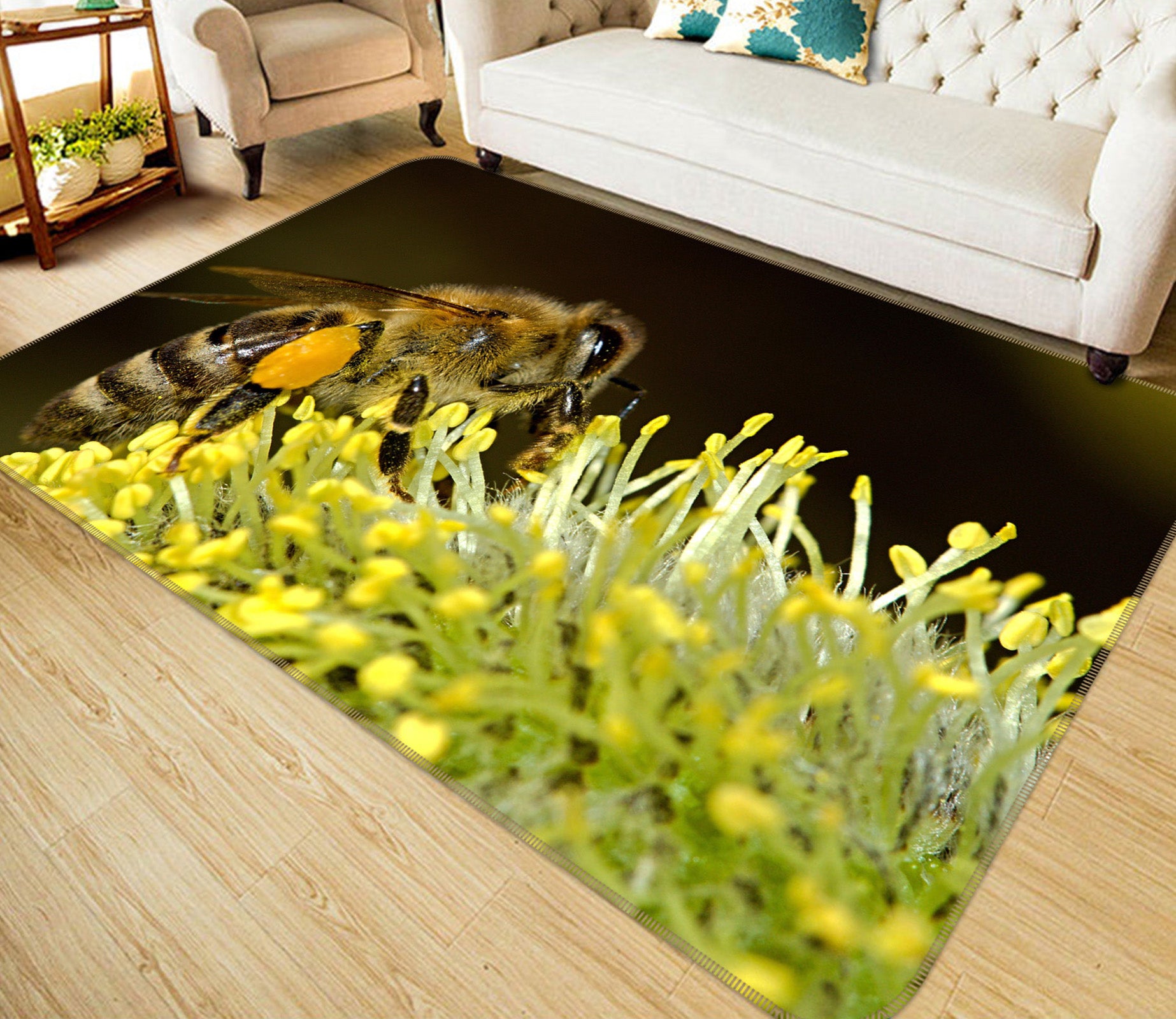 3D Bee Stamen 017 Animal Non Slip Rug Mat