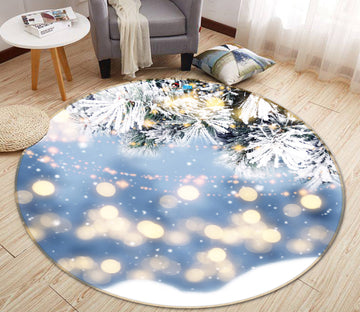 3D Snow Branches Aperture 56090 Christmas Round Non Slip Rug Mat Xmas