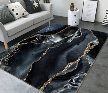 3D Black Abstract 054 Uta Naumann Rug Non Slip Rug Mat