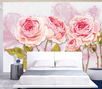 3D Pink Peony WC804 Wall Murals