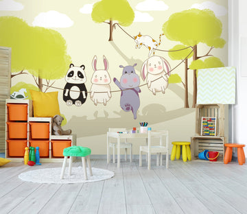 3D Panda Hippo 020 Wall Murals Wallpaper AJ Wallpaper 2 