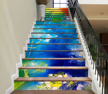 3D Blue Flower 2220 Skromova Marina Stair Risers