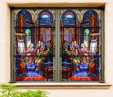 3D Classroom Meeting 168 Window Film Print Sticker Cling Stained Glass UV Block