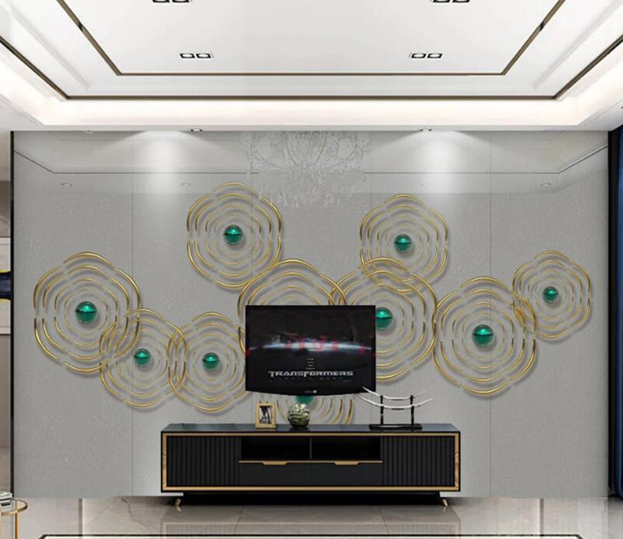 3D Dark Green Round Core 228 Wall Murals