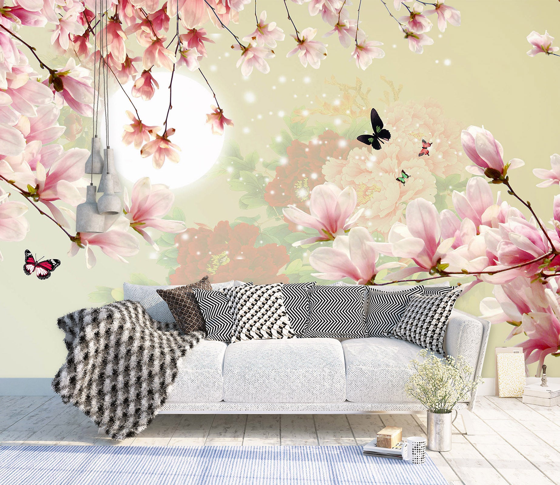 3D Magnolia Moon 1521 Wall Murals