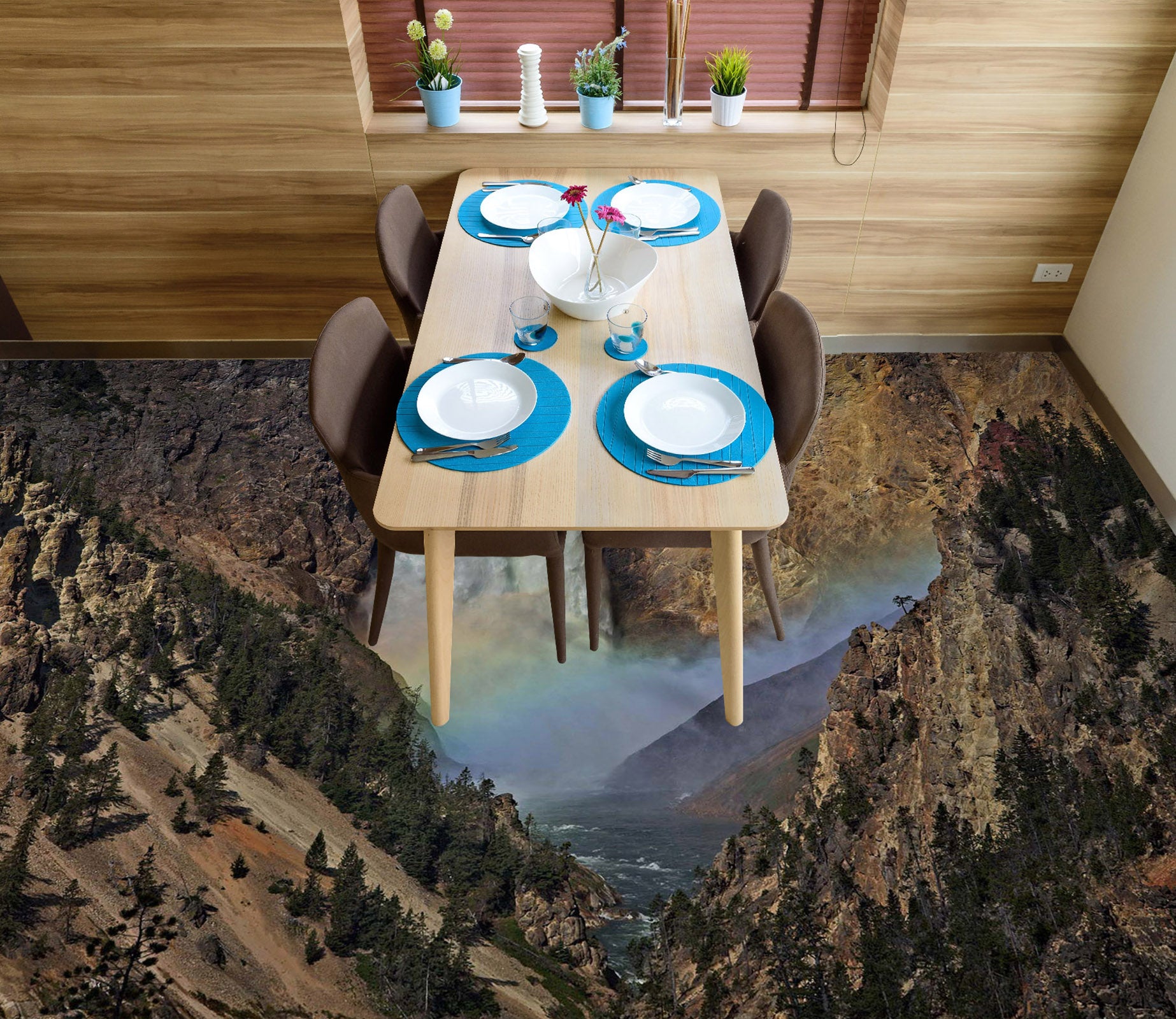 3D Mountains Trees 98190 Kathy Barefield Floor Mural  Wallpaper Murals Self-Adhesive Removable Print Epoxy