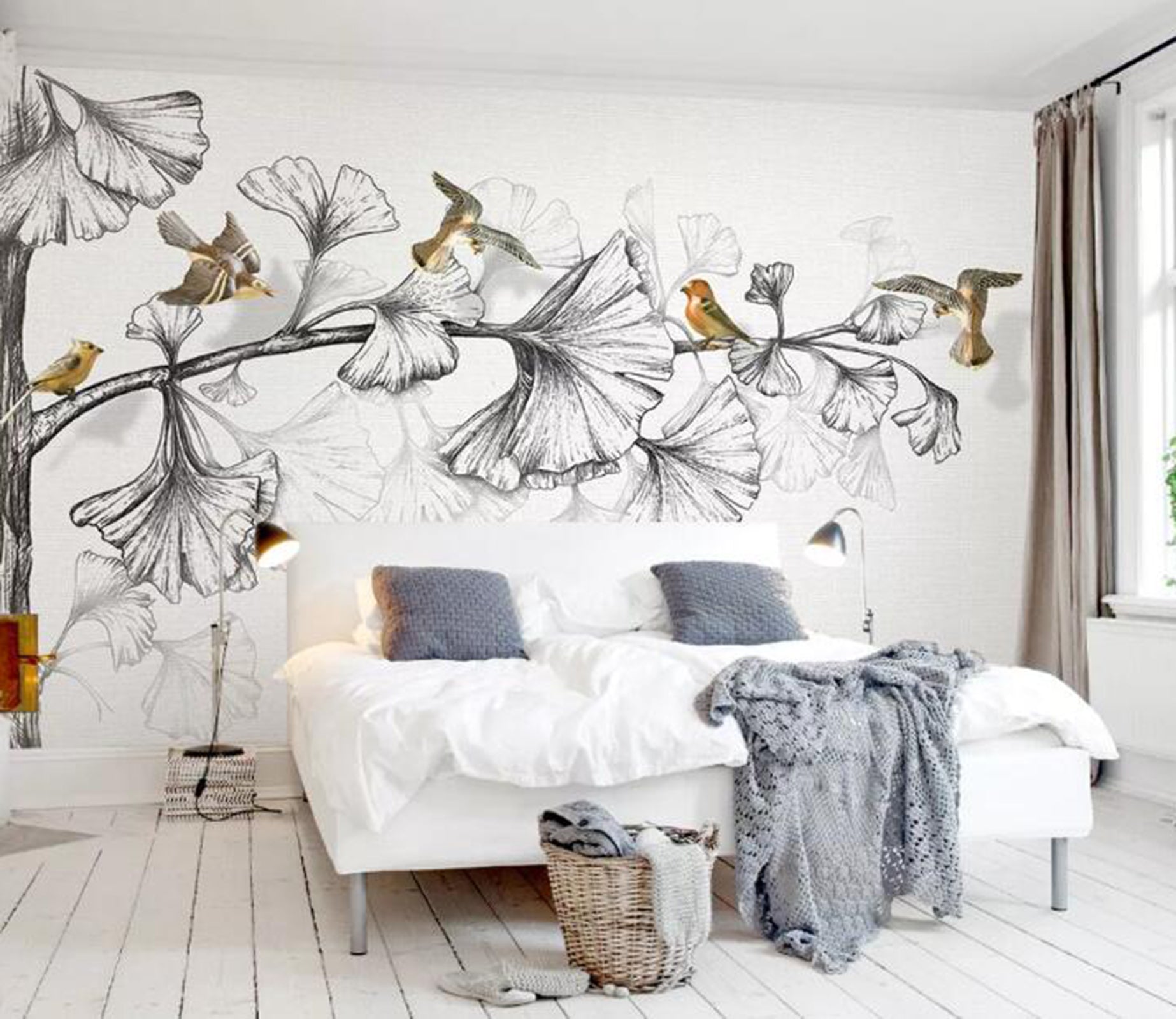 3D Flower Bird WG81 Wall Murals Wallpaper AJ Wallpaper 2 