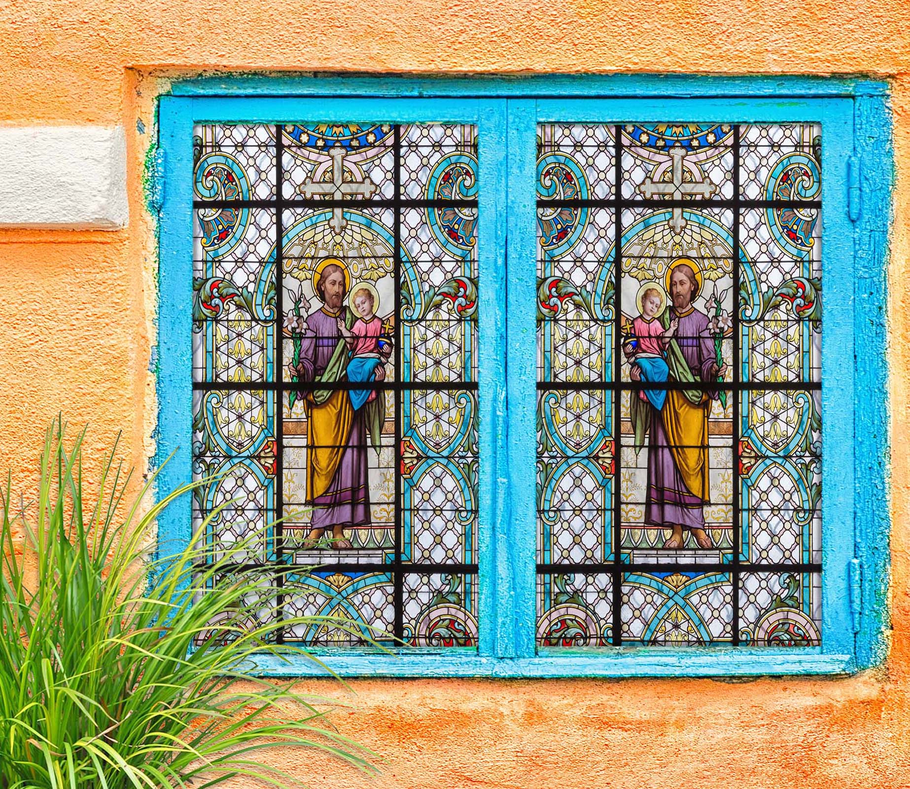 3D Royal Flower 177 Window Film Print Sticker Cling Stained Glass UV Block