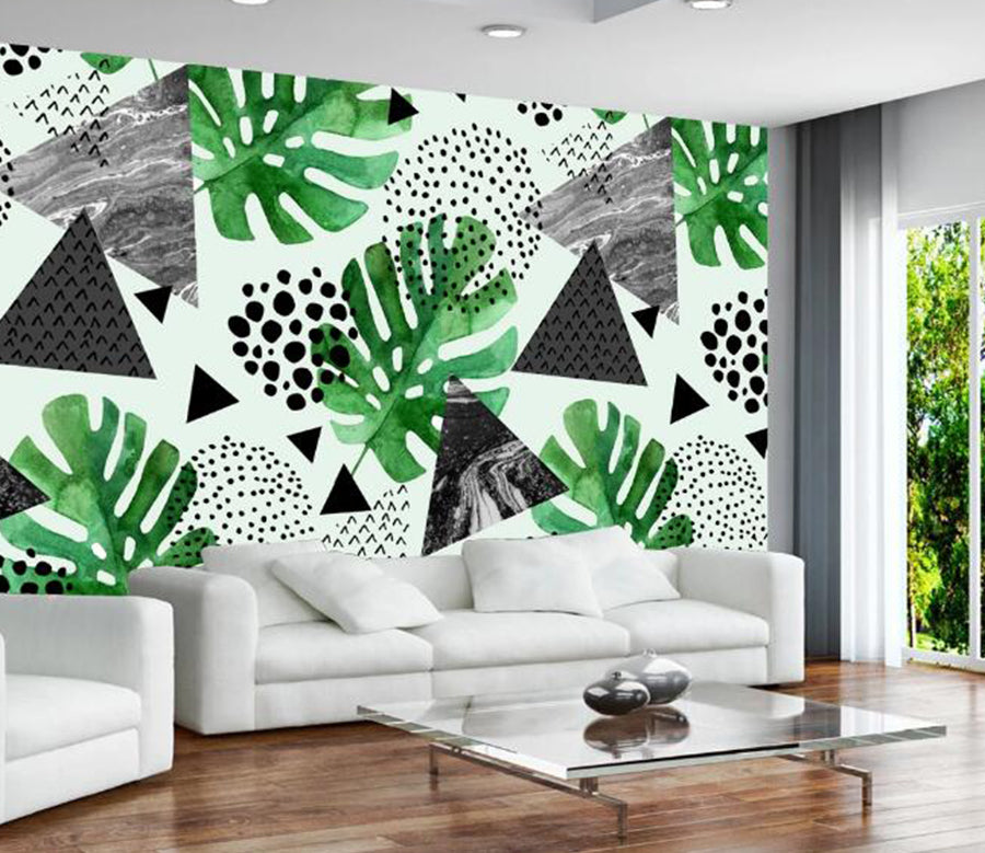 3D Leaf Triangle 369 Wall Murals