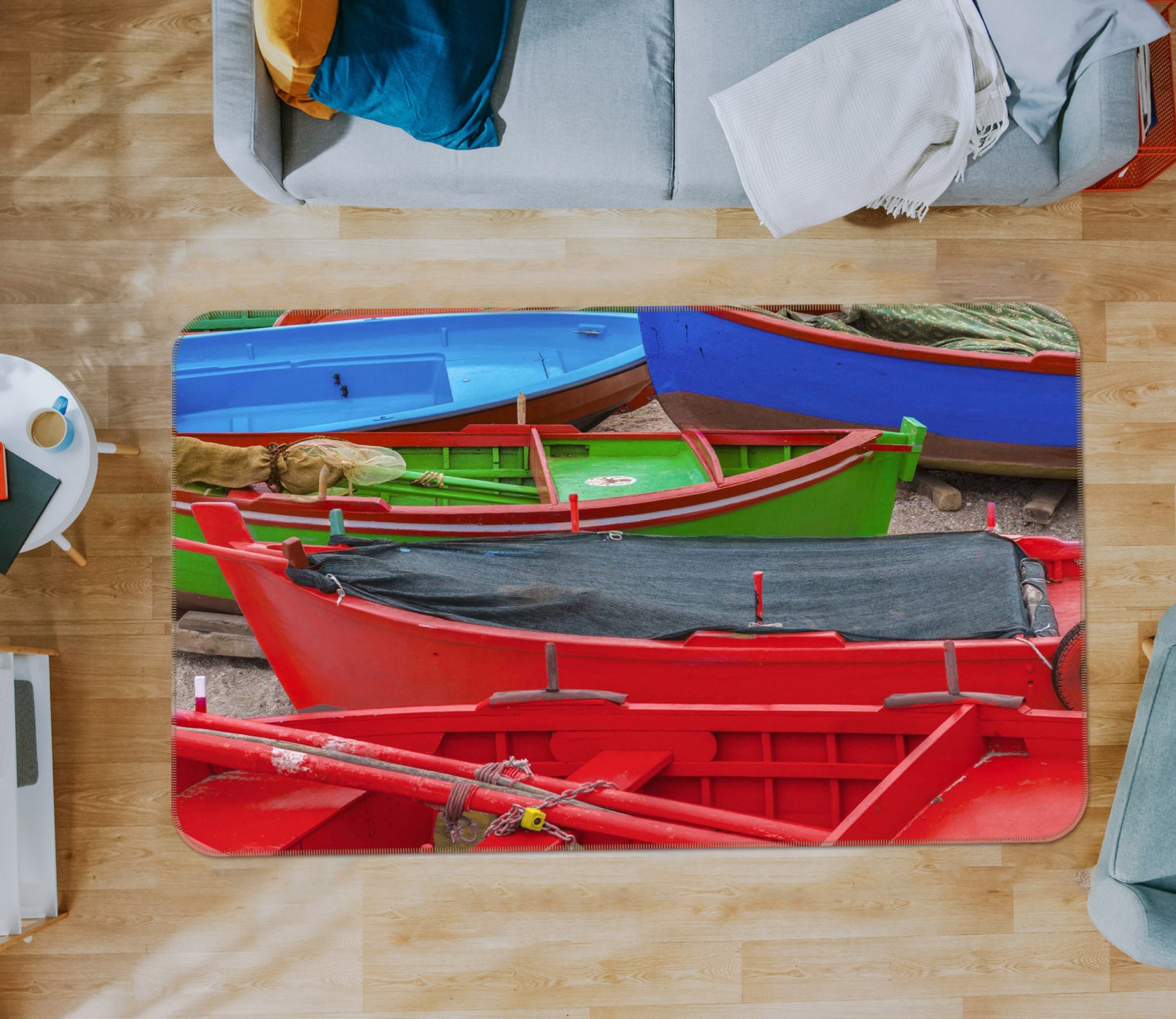 3D Red Boat 1152 Marco Carmassi Rug Non Slip Rug Mat