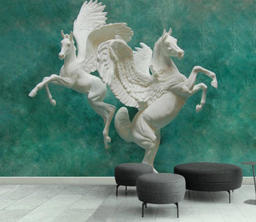 3D White Horse Statue 2046 Wall Murals