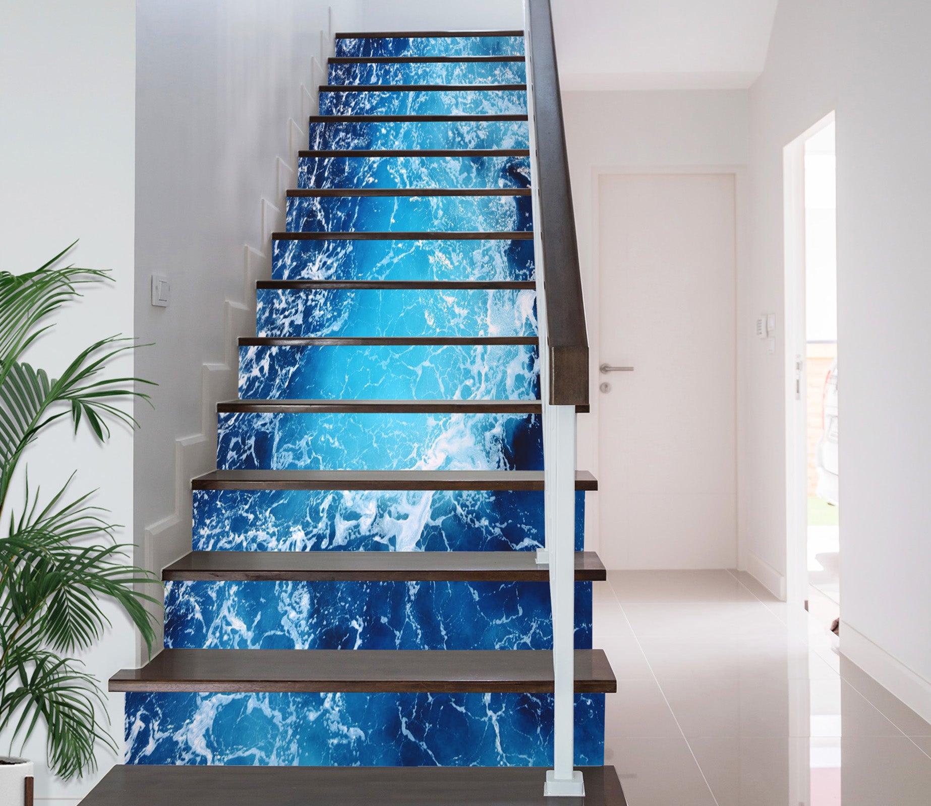 3D Tranquil Blue Lake 638 Stair Risers