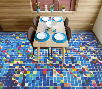 3D Blue Colored Mosaic Tiles 9687 Allan P. Friedlander Floor Mural  Wallpaper Murals Self-Adhesive Removable Print Epoxy