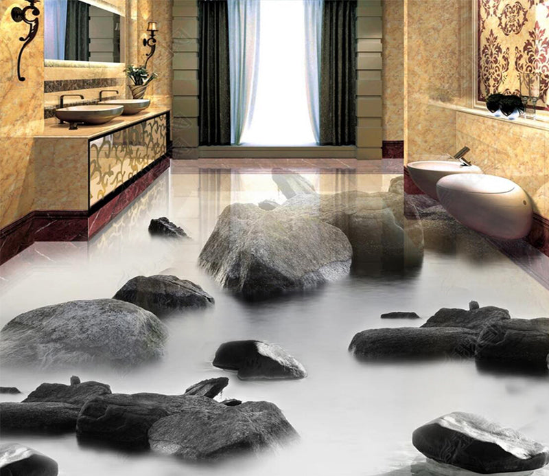 3D Cloudy Stone 067 Floor Mural  Self-Adhesive Sticker Bathroom Non-slip Waterproof Flooring Murals