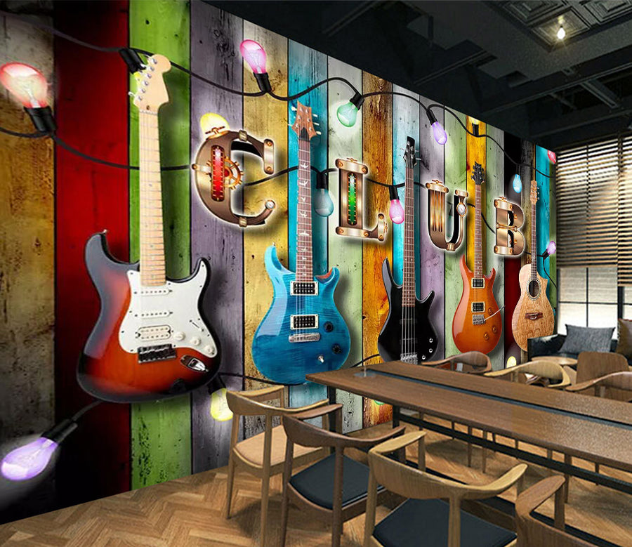 3D Color Guitar WC369 Wall Murals