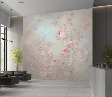 3D Flower Bush Pink Petals 3163 Debi Coules Wall Mural Wall Murals