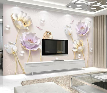 3D Pearl Flower 365 Wall Murals Wallpaper AJ Wallpaper 2 