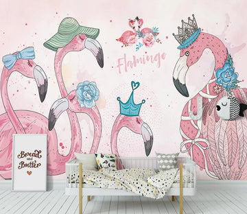 3D Elegant Flamingos 704 Wall Murals