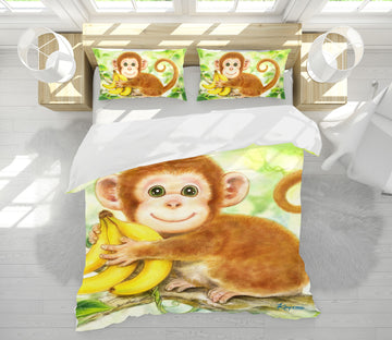 3D Cute Monkey Banana 5805 Kayomi Harai Bedding Bed Pillowcases Quilt Cover Duvet Cover