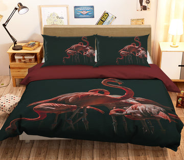 3D Red Flamingo 016 Bed Pillowcases Quilt