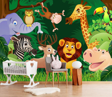 3D Cartoon Animals 052 Wall Murals Wallpaper AJ Wallpaper 2 