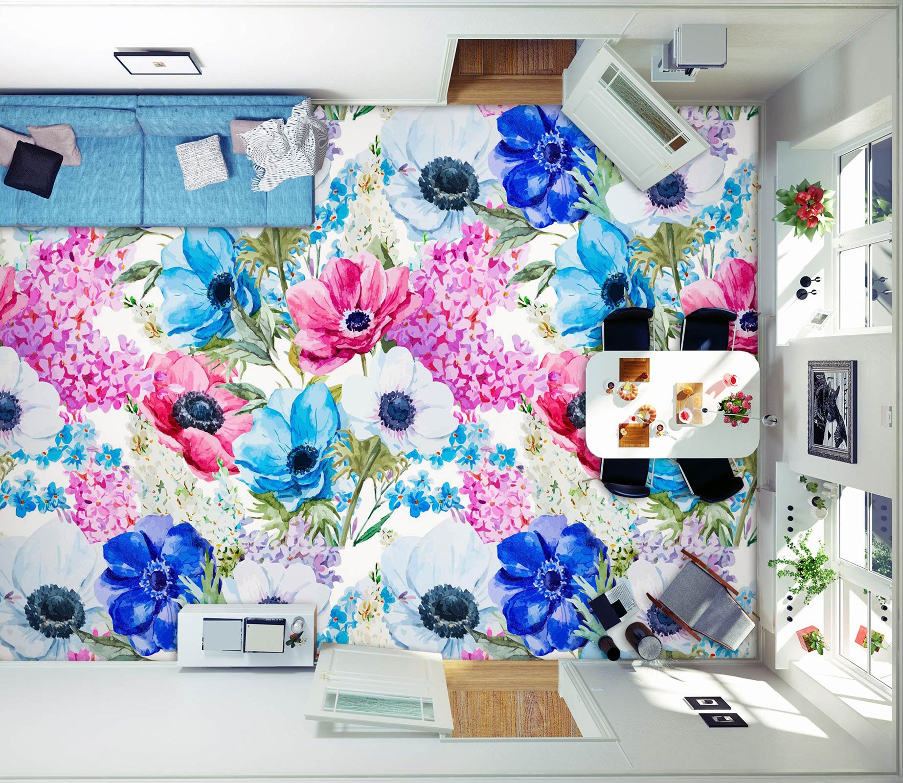 3D Fresh And Colorful Flowers 1162 Floor Mural  Wallpaper Murals Self-Adhesive Removable Print Epoxy