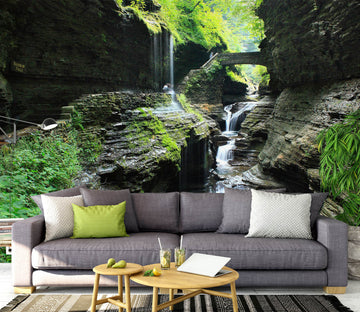 3D Waterfall Stones 1471 Wall Murals