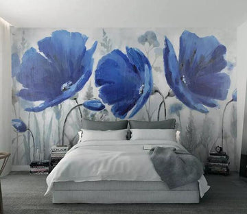 3D Blue Flowers 024 Wall Murals Wallpaper AJ Wallpaper 2 