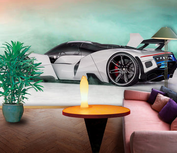 3D White Sports Car Side 965 Vehicle Wall Murals Wallpaper AJ Wallpaper 2 