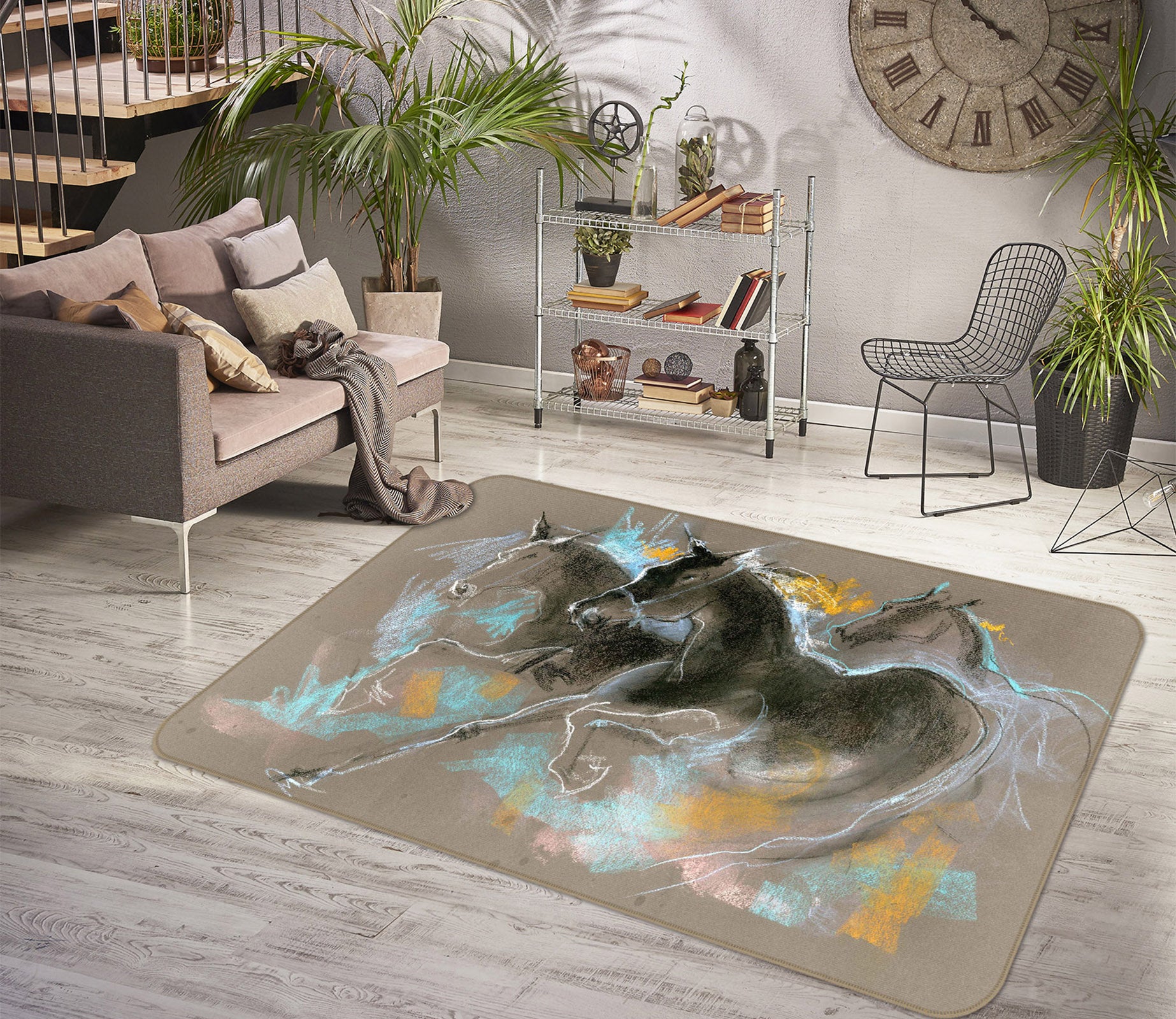 3D Running Horse 1013 Anne Farrall Doyle Rug Non Slip Rug Mat