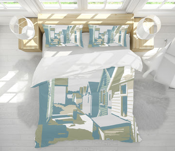 3D Mudeford Beach Huts 2029 Steve Read Bedding Bed Pillowcases Quilt