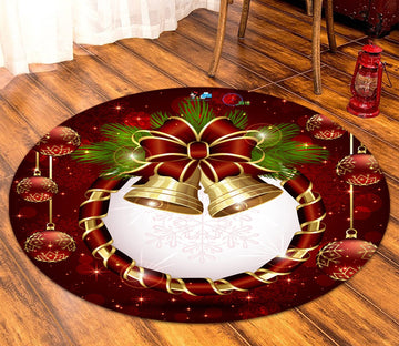 3D Festive Bell Hanging Ornament 095 Round Non Slip Rug Mat Mat AJ Creativity Home 