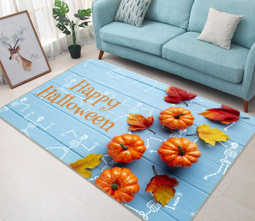 3D Cute Pumpkin Leaf 214 Halloween Non Slip Rug Mat Mat AJ Creativity Home 