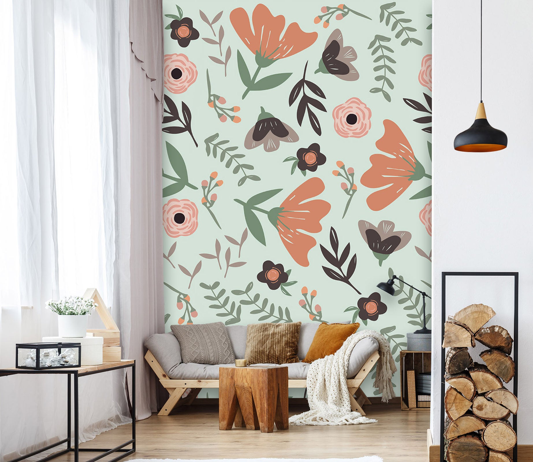 3D Colored Flowers 1408 Jillian Helvey Wall Mural Wall Murals