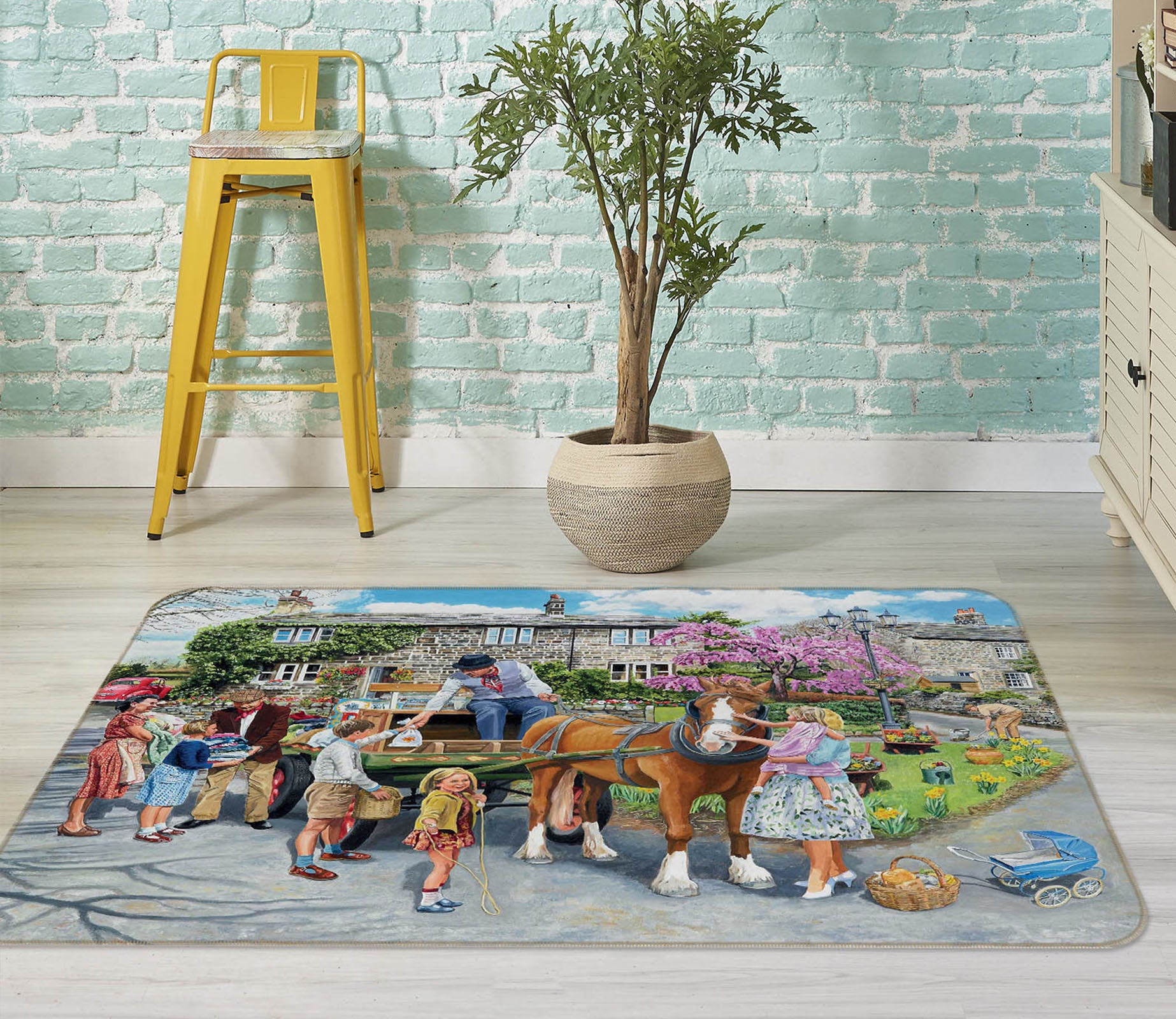 3D Petting The Horse 1095 Trevor Mitchell Rug Non Slip Rug Mat