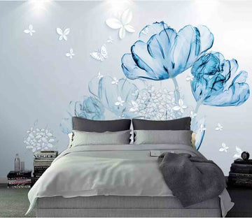 3D Blue Flowers WC34 Wall Murals Wallpaper AJ Wallpaper 2 