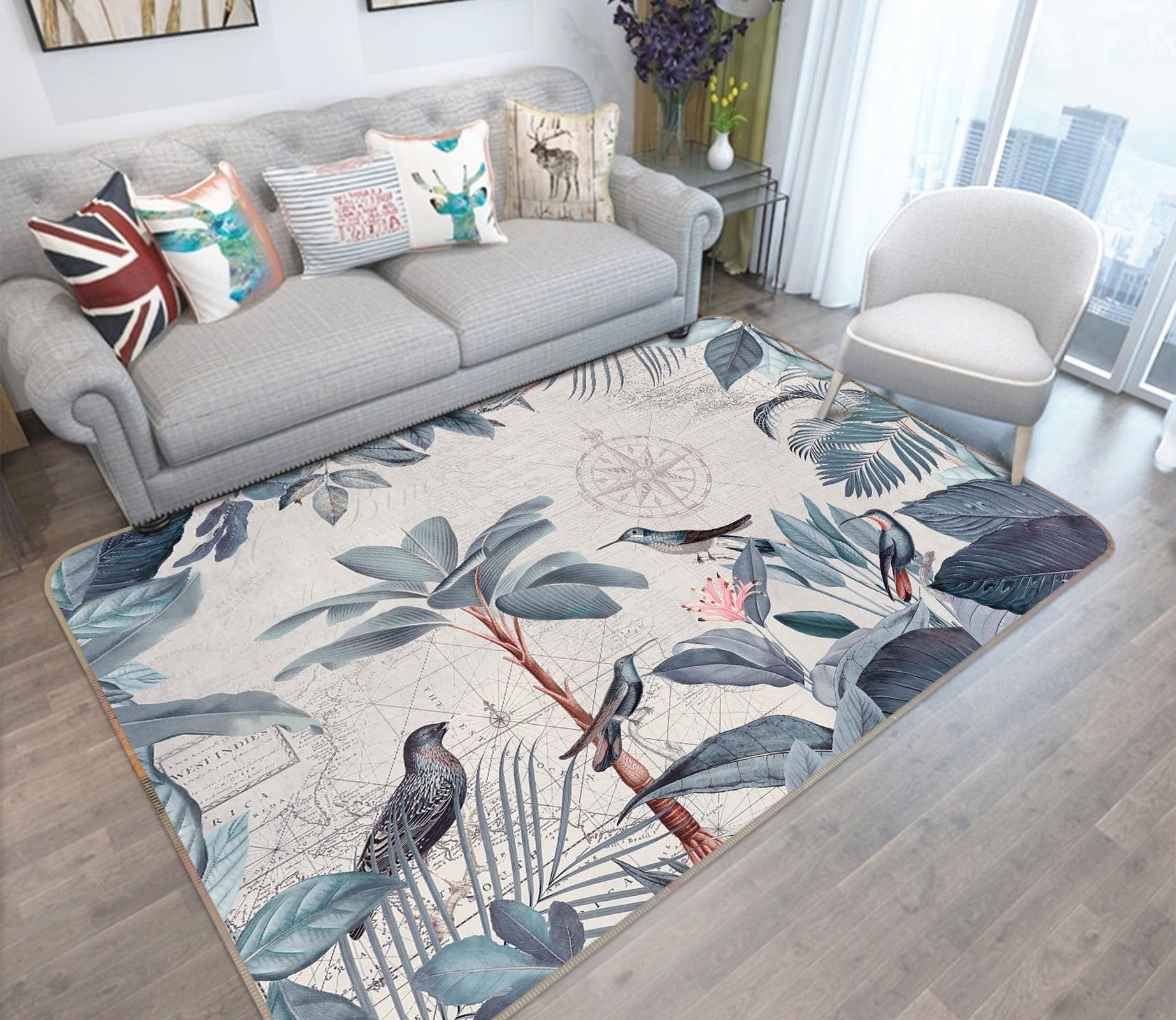 3D Birds Playing 1019 Andrea haase Rug Non Slip Rug Mat