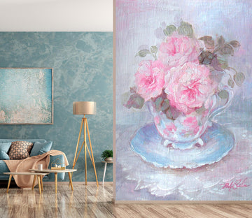 3D Pink Vase Flowers 4047 Debi Coules Wall Mural Wall Murals
