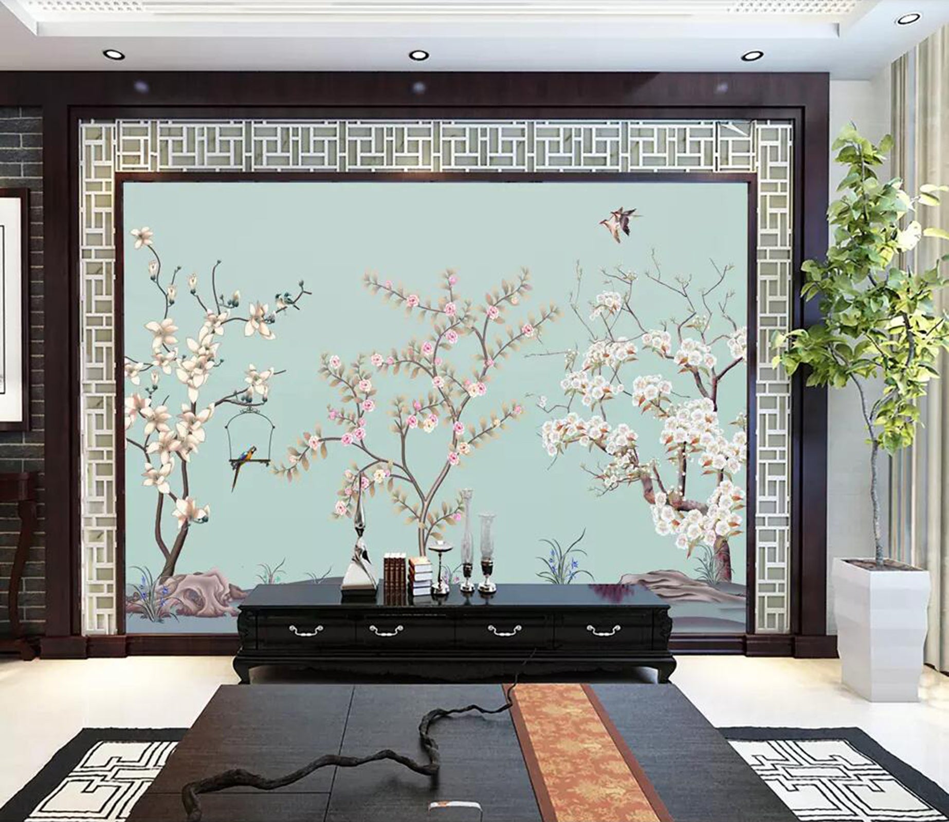3D Flower Magpie WC39 Wall Murals Wallpaper AJ Wallpaper 2 