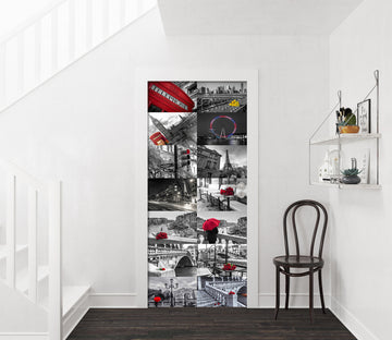 3D Mosaic Red Umbrella Phone Booth 106211 Assaf Frank Door Mural