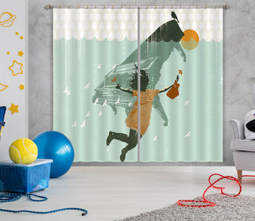 3D Swimming In Water 058 Showdeer Curtain Curtains Drapes