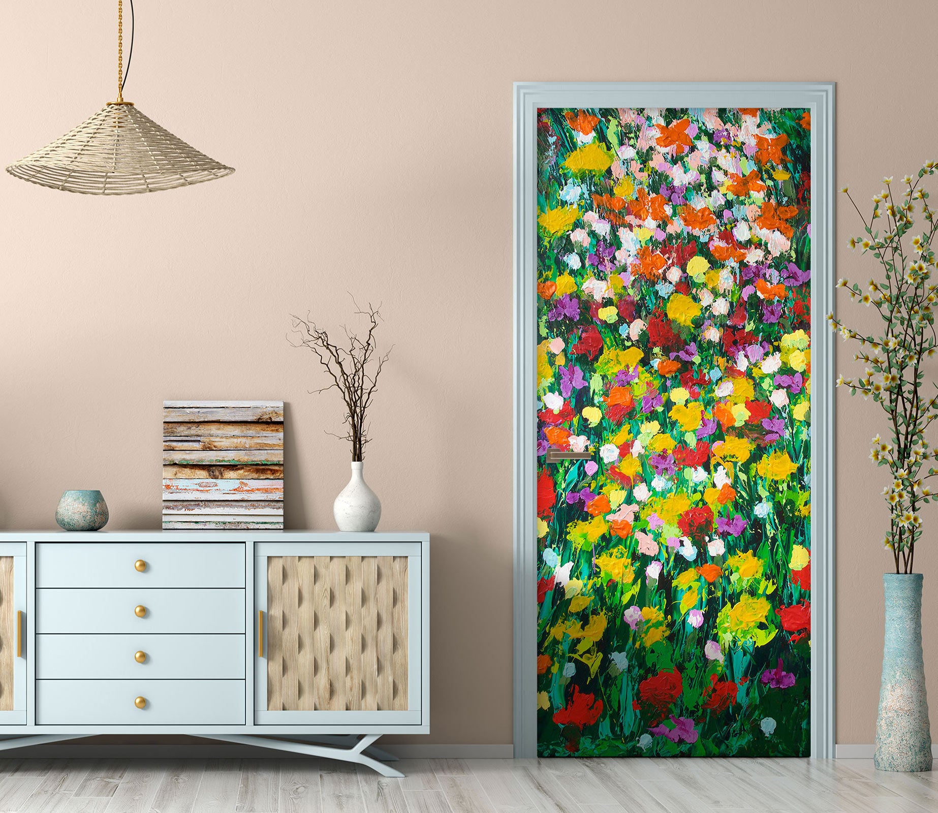 3D Colorful Flowers 9295 Allan P. Friedlander Door Mural