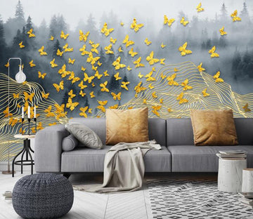 3D Yellow Butterfly 425 Wall Murals