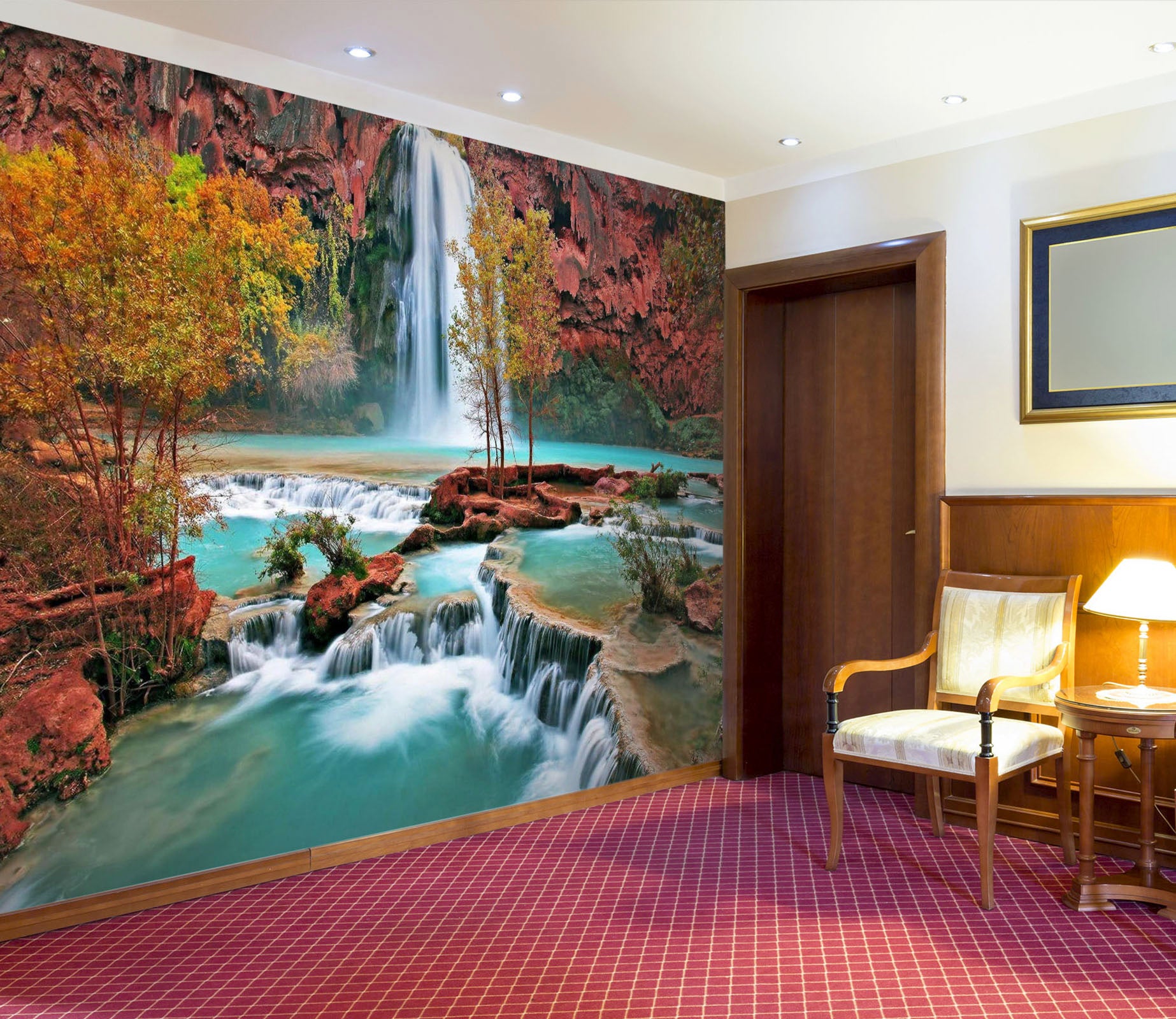 3D Waterfall Autumn 184 Wall Murals