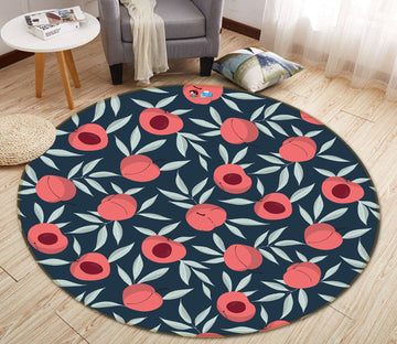 3D Red Flowers 10572 Kashmira Jayaprakash Rug Round Non Slip Rug Mat