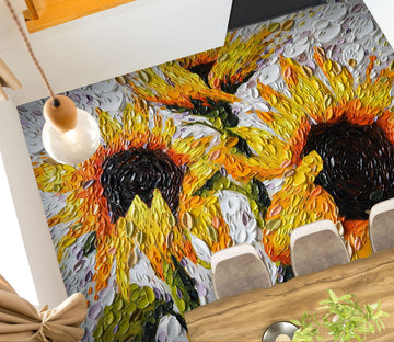 3D Sunflower 102154 Dena Tollefson Floor Mural  Wallpaper Murals Self-Adhesive Removable Print Epoxy