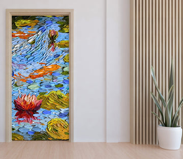 3D Pool Goldfish Lotus 112217 Dena Tollefson Door Mural