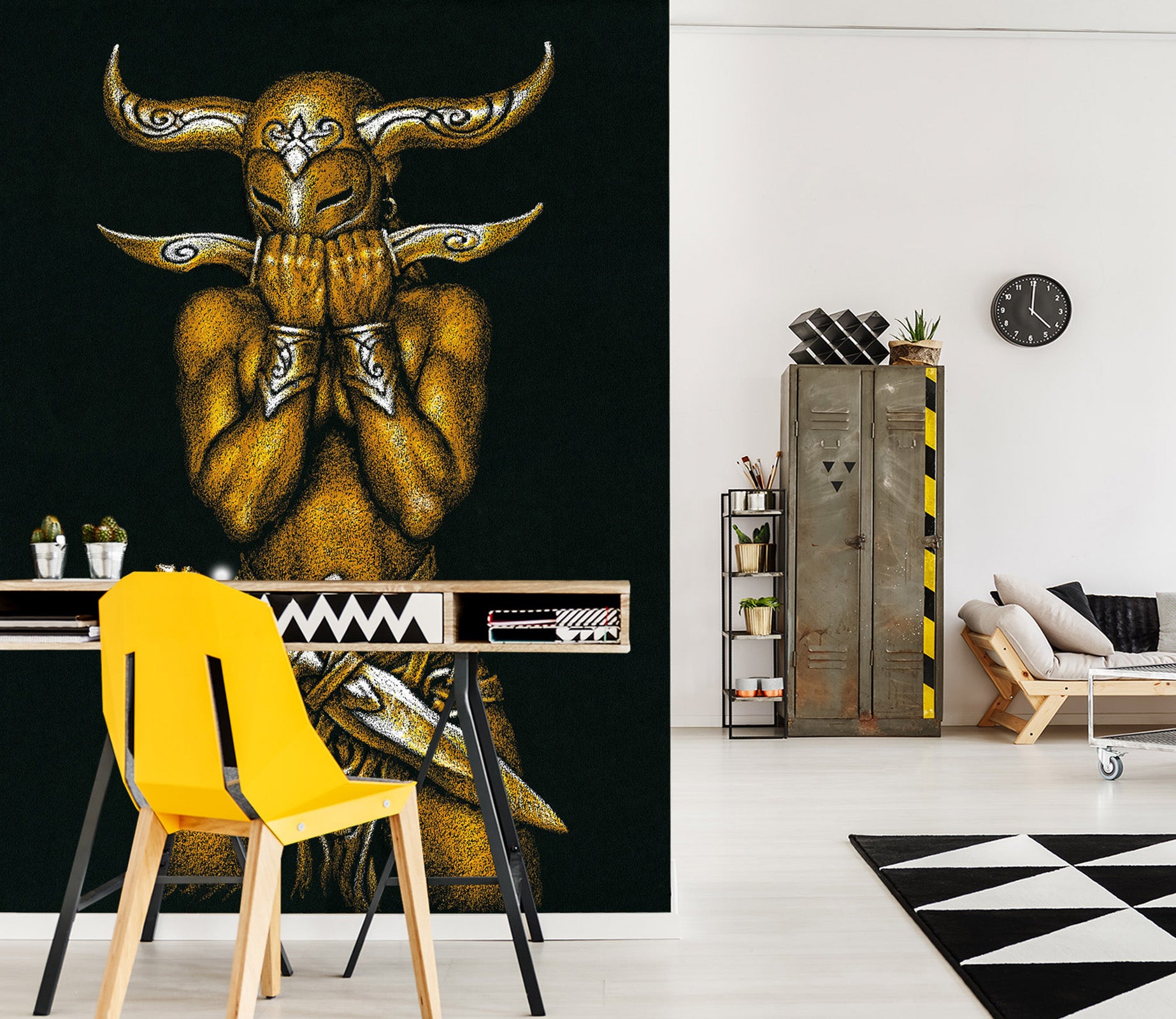 3D Horn Mask Man 7130 Ciruelo Wall Mural Wall Murals