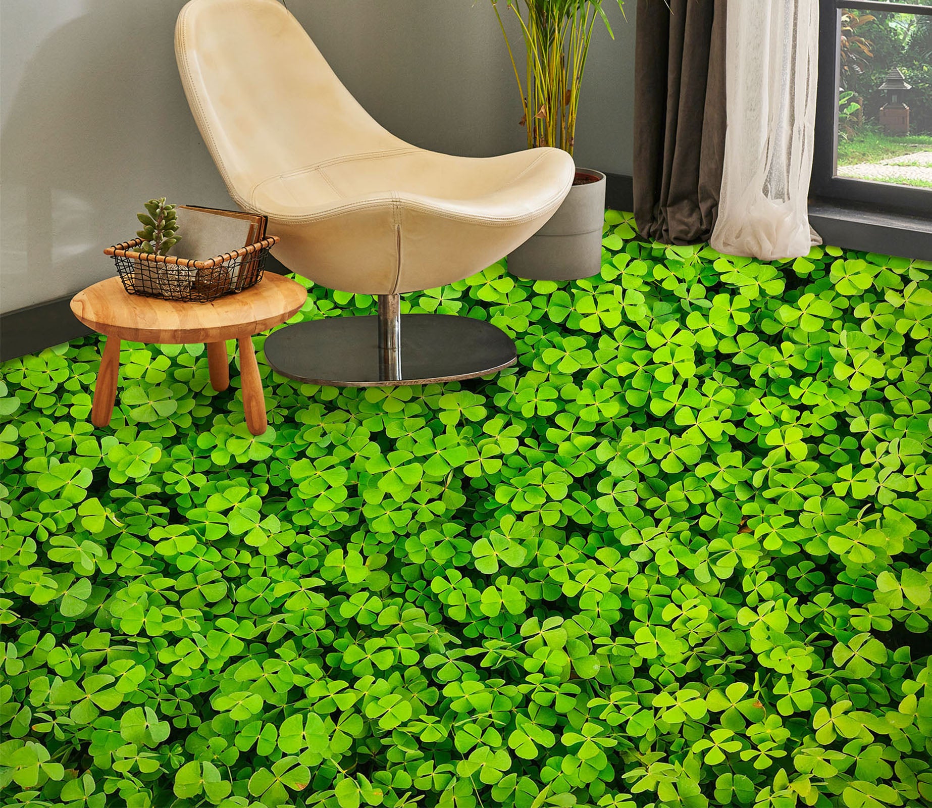3D Lucky Four-leaf Clover 256 Floor Mural  Wallpaper Murals Rug & Mat Print Epoxy waterproof bath floor